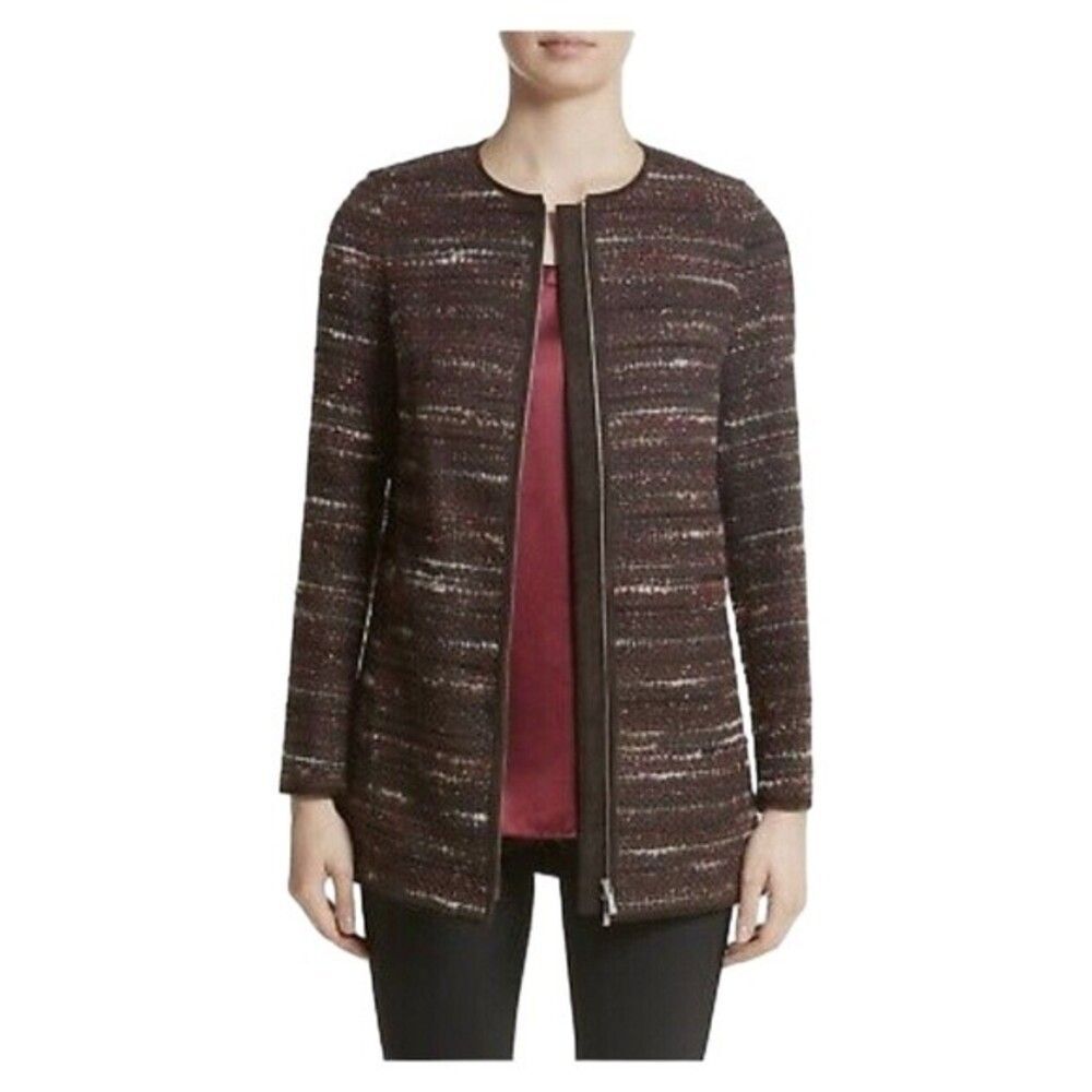 LAFAYETTE 148 New York Shiraz Tweed PRIA Taverna Two-Way Zip Jacket